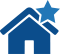Blue house with blue star