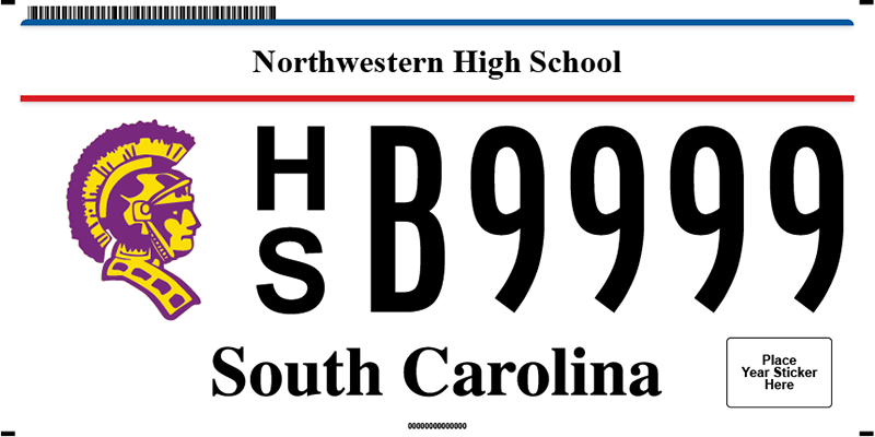 Northwestern High School plate